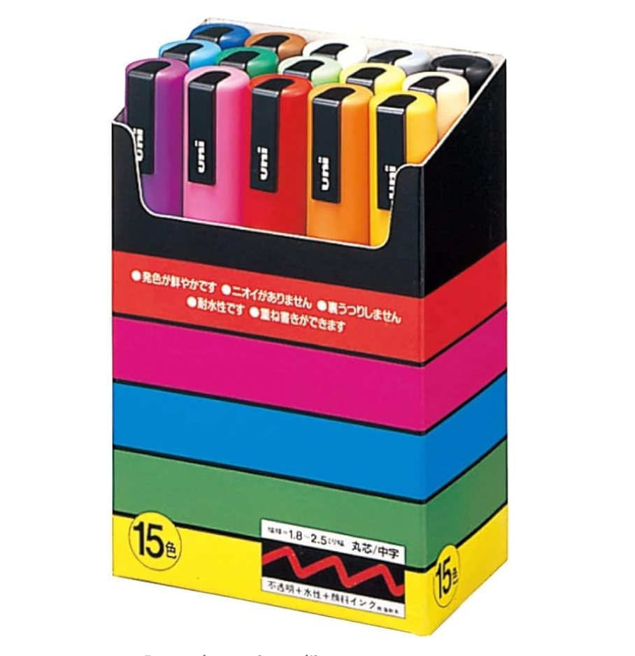 UNI Posca marqueur de peinture pointe Moyenne  PC 5M Lot de 15