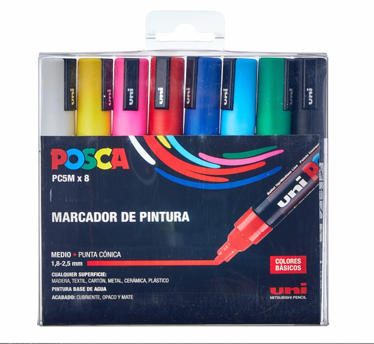 UNI Posca PC 5M Lot de 8 marqueurs de peinture pointe Moyenne (Version European)