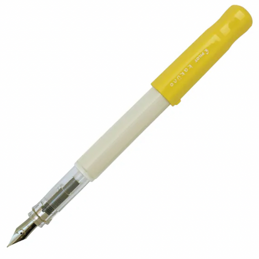 Pilot Kakuno Fontaine Stylo plume à pointe fine, corps blanc et capuchon Jaune