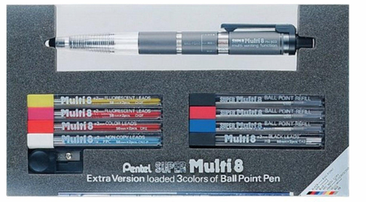 Pentel Super multifonctionnel stylo  8-en-1 PH803ST 0,7 mm, lot de 8 couleurs