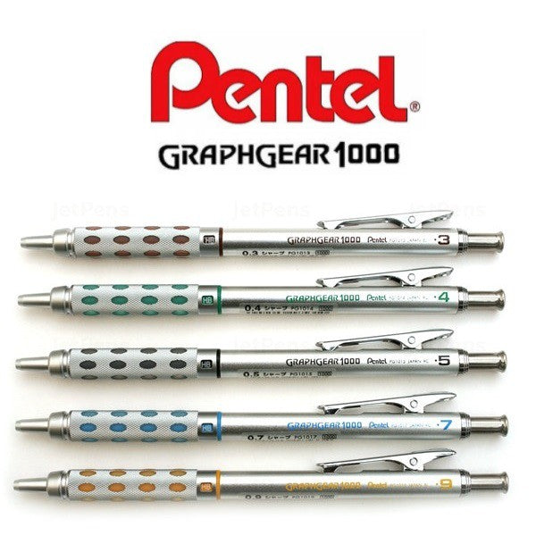 【PENTEL】 Porte-mine metalic  GRAPHGEAR1000（0,3mm, 0,4mm, 0,5mm, 0,7mm et 0,9mm）