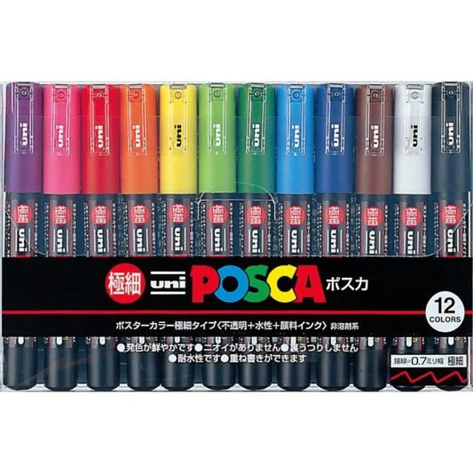 Uni-posca PC-1M12C Lot de 12 marqueurs de peinture à Pointe Extra Fine